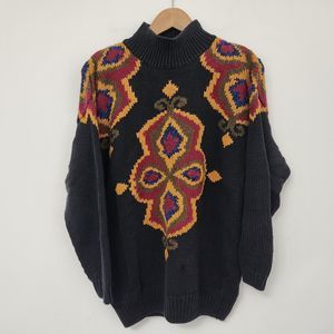 ADRIANNA PAPELL Women's Geometric Multicolor Heavy Knit Sweater Size M